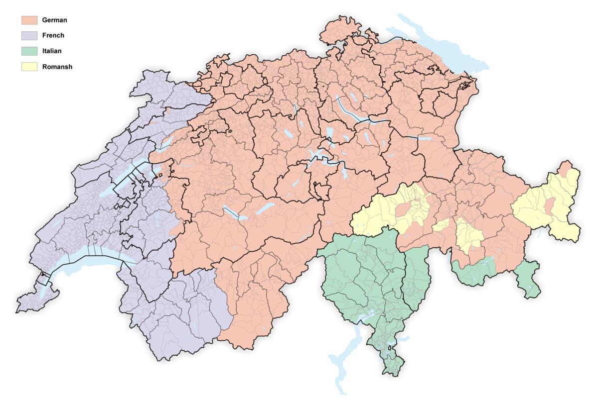 χάρτης της ελβετίας γλώσσα