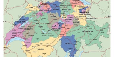 Λεπτομερής χάρτης της ελβετίας